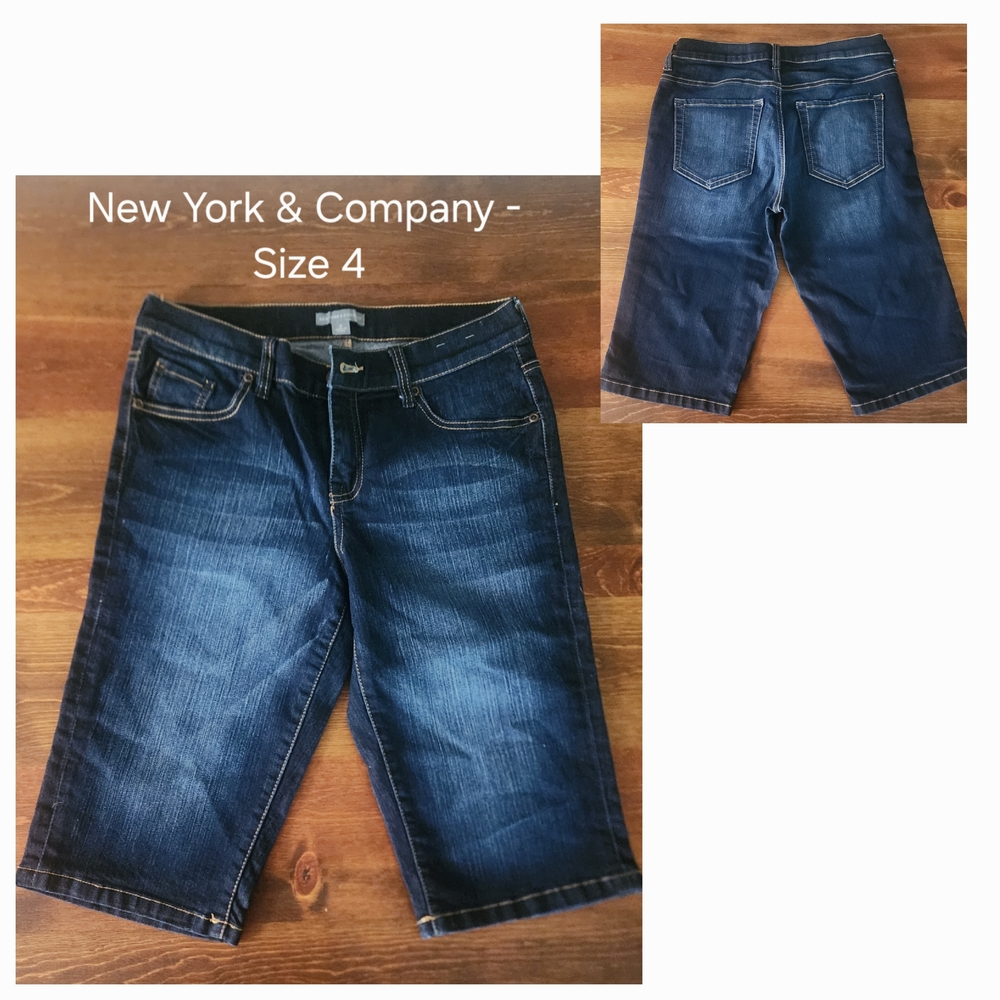 New York & Company Women's Dark Blue Jean Shorts